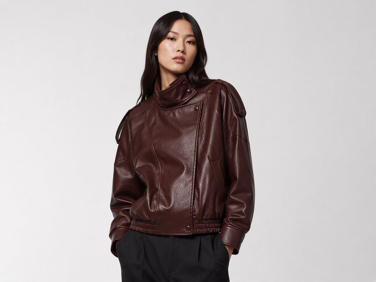 Rubee Women's Jacket Oversized Faux-Leather