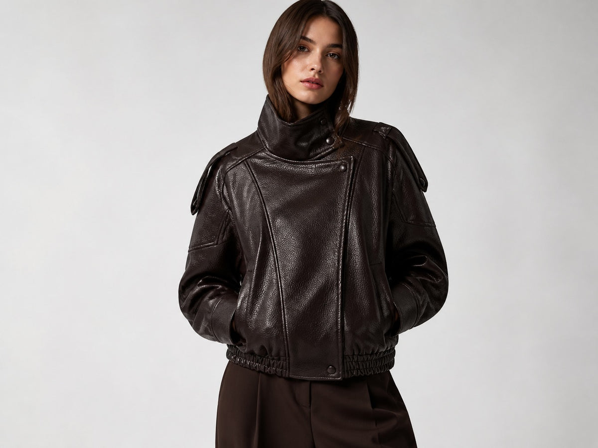 Rubee Women's Jacket Oversized Faux-Leather