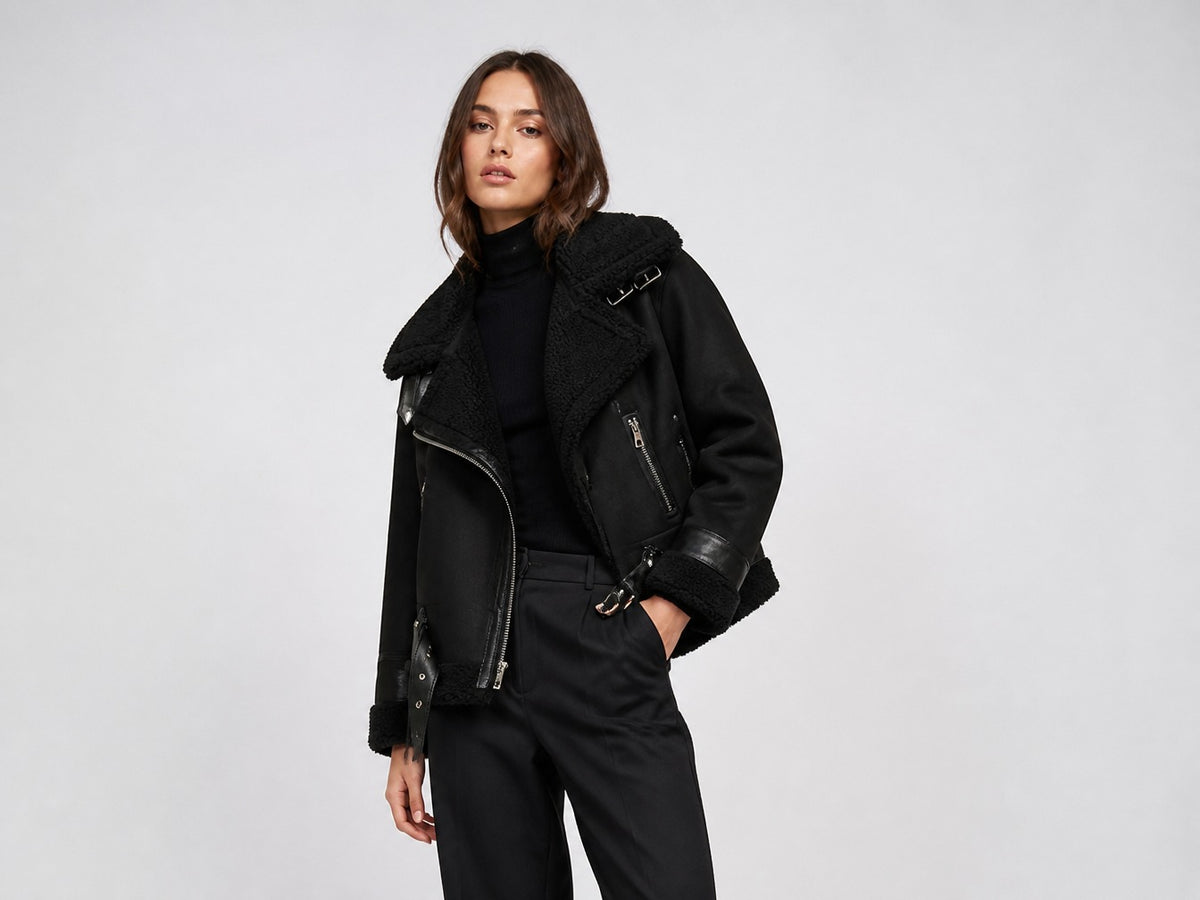 Rubee Women's Jacket Suede Shearling Leather