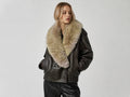 Rubee Women's Jacket Faux Fur Collar Leather